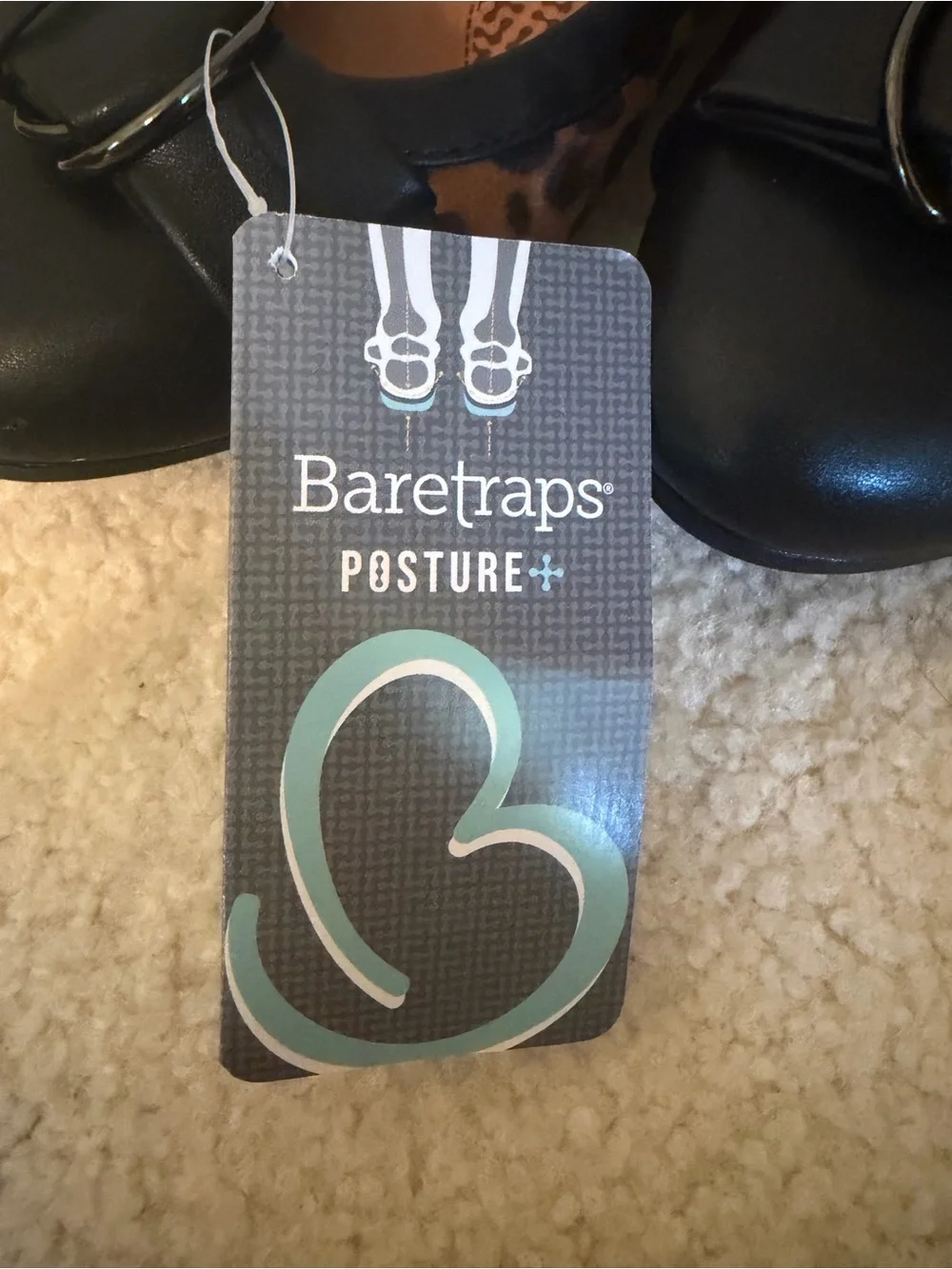 BareTraps Black and Leopard Print Buckle Ballet Flats